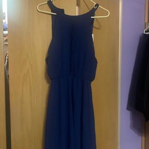 Blue chiffon dress knee length